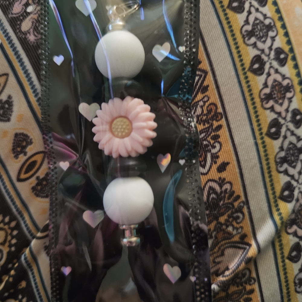 Pink Floral Keychain Accessory